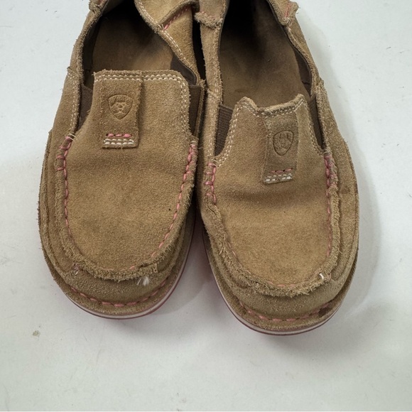 Ariat Brown Leather Suede Slip On Loafers Shoes Western Rodeo - Picture 3 of 6